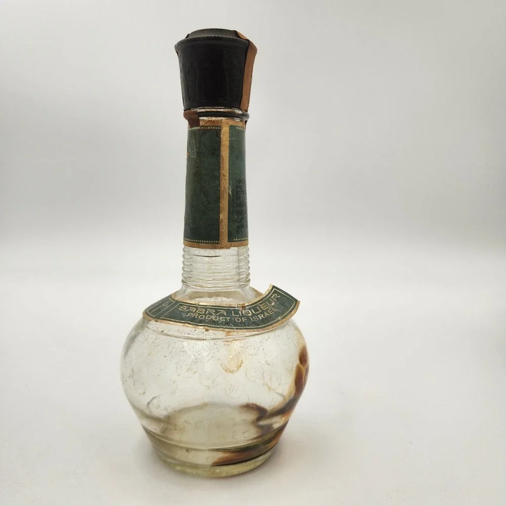 Vintage Sabra Orange Chocolate Liqueur Empty Glass Bottle Israel Park Avenue NY